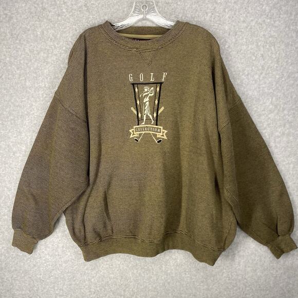 ⛳️ Crabble CS Sportswear Mens XL Tan Black Vintage Golf Sweater 90s ⛳️ - Picture 2 of 9